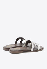 Logo Strap Leather Flat Sandals