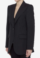 Pinstripe Wool Blazer