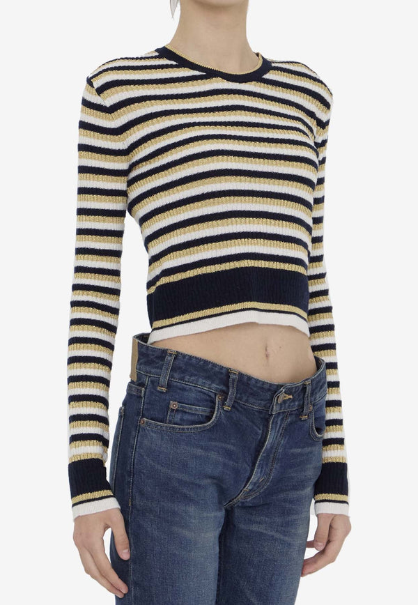 VLogo Striped Lurex Cropped Sweater