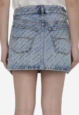 All-Over Logo Mini Denim Skirt