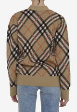 V-neck Check Cardigan