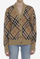 V-neck Check Cardigan