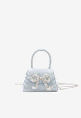 Micro Crystal-Embellished Bow Top Handle Bag