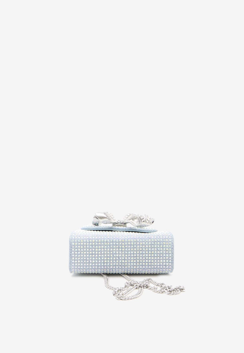 Micro Crystal-Embellished Bow Top Handle Bag