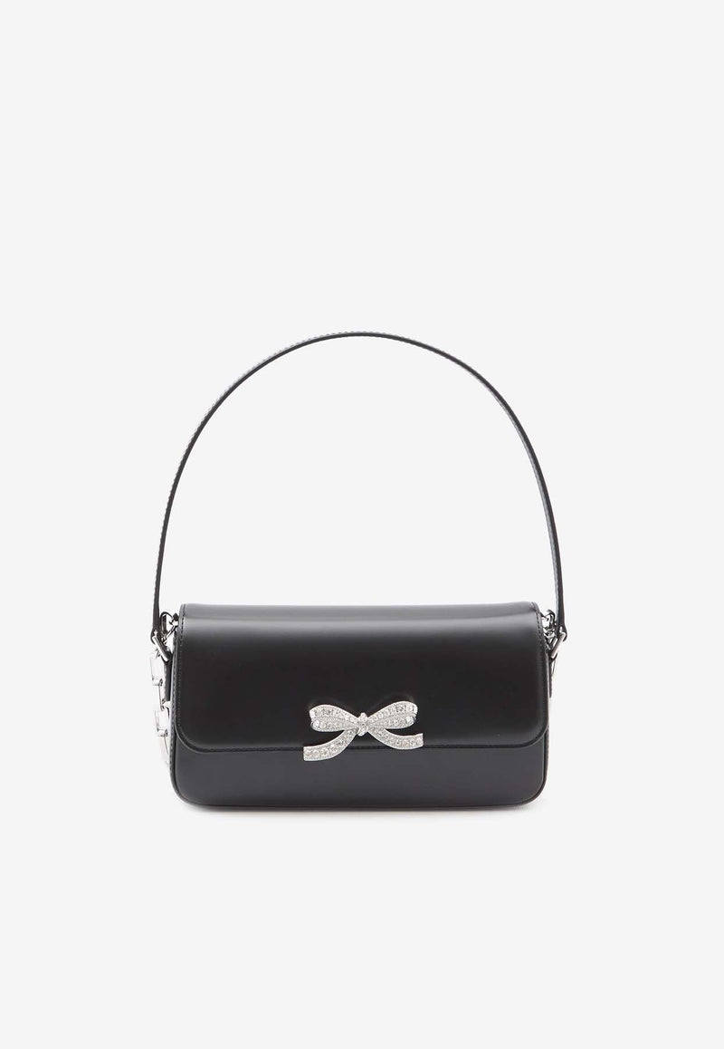 Crystal-Embellished Bow Baguette Bag