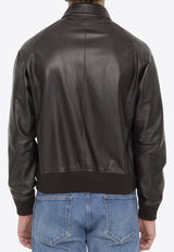 Leather Zip-Up Bomber Jacket