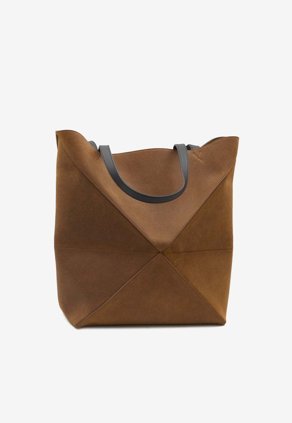 XL Puzzle Fold Suede Tote Bag