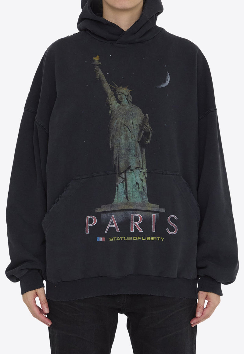 Paris Liberty Distressed Hooded Sweatshirt