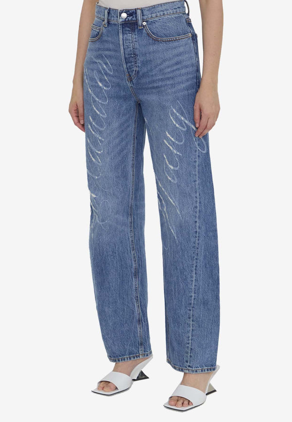 Laser Logo Wide-Leg Jeans