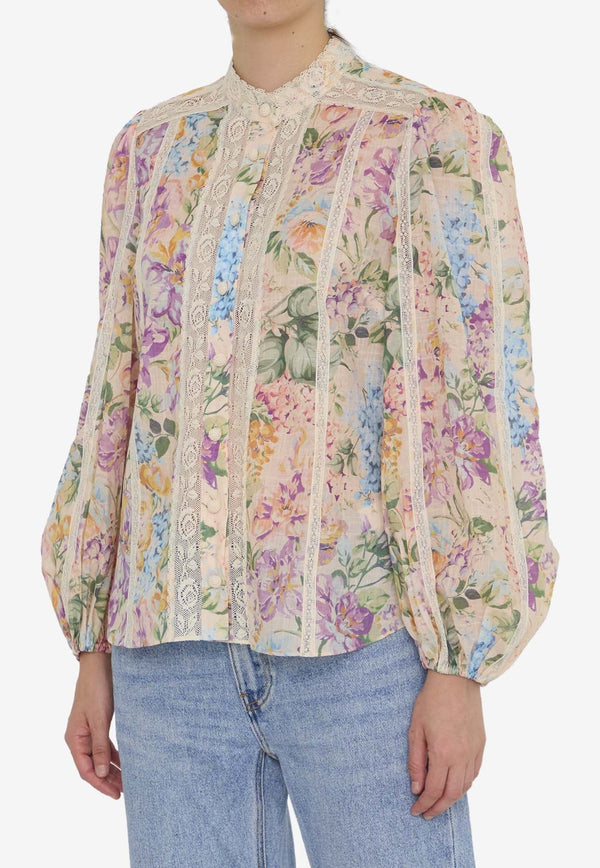 Halliday Lace-Trimmed Floral Shirt