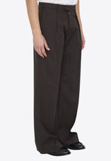 Wide-Leg Pleated Wool Pants