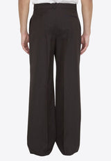 Wide-Leg Pleated Wool Pants