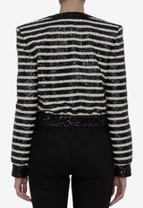 Sequin-Embellished Striped Jacket