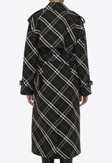 Checked Long Trench Coat