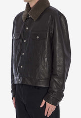 Shearling-Collar Leather Jacket