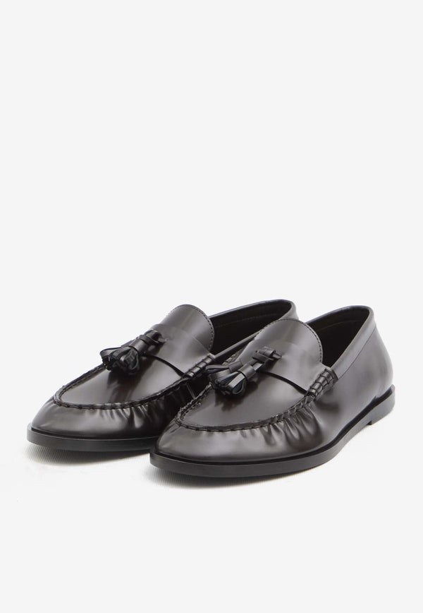 Polished Leather Loafers with Tassels