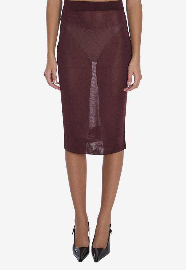 Sheer Midi Pencil Skirt