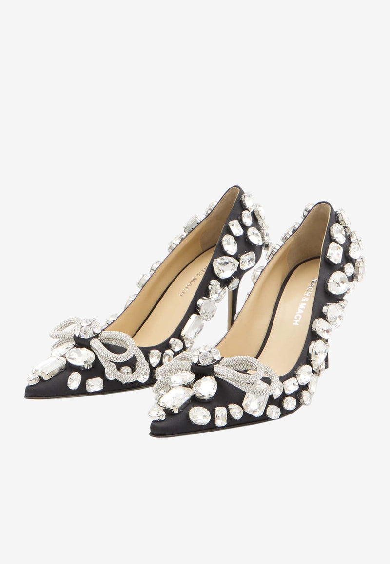 Double Bow 85 Crystal Embellished Pumps