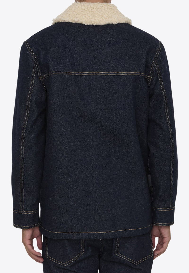 Shearling-Collar Field Denim Jacket