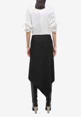 Scarf Hem Midi Skirt in Virgin Wool