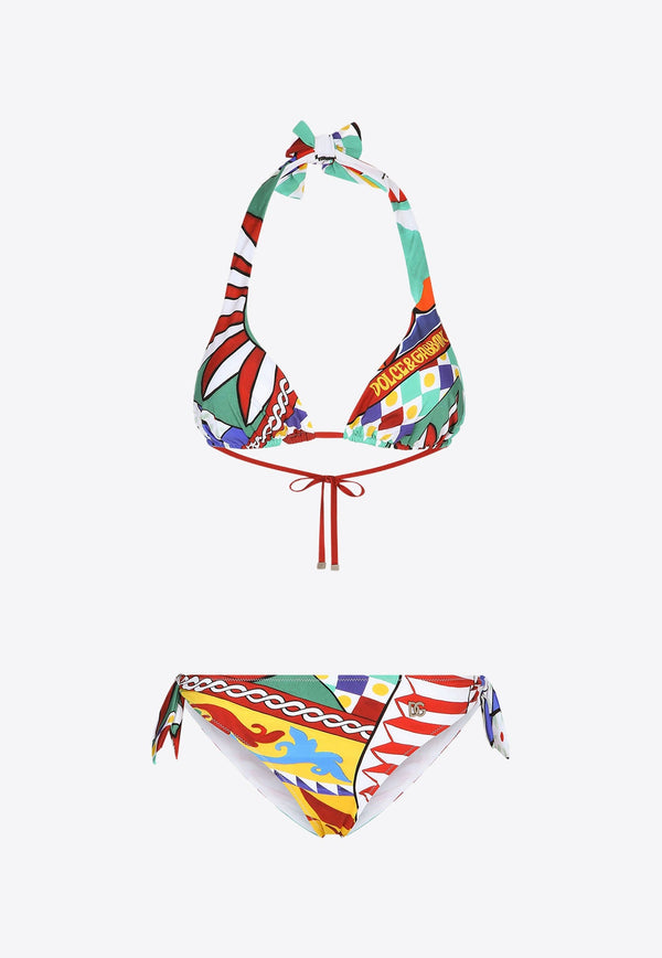 Carretto Print Padded Triangle Bikini