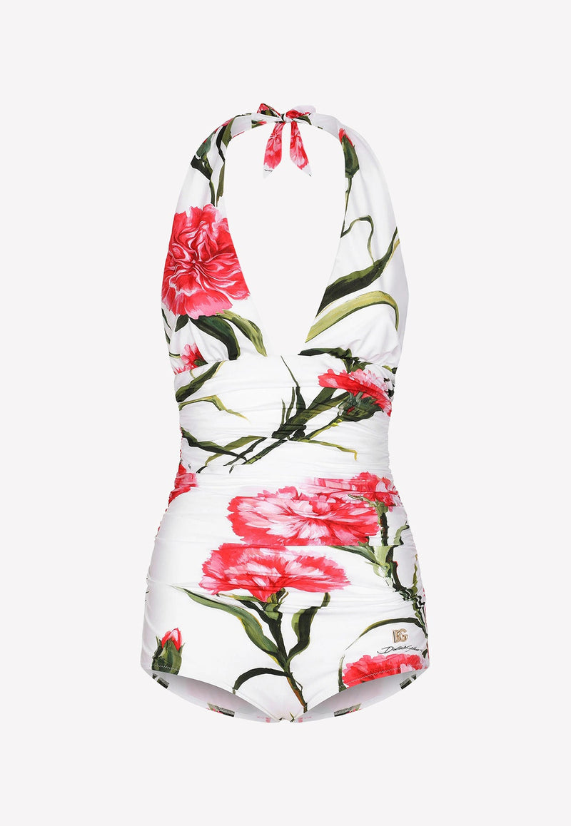 Carnation-Print One-Piece Swimsuit