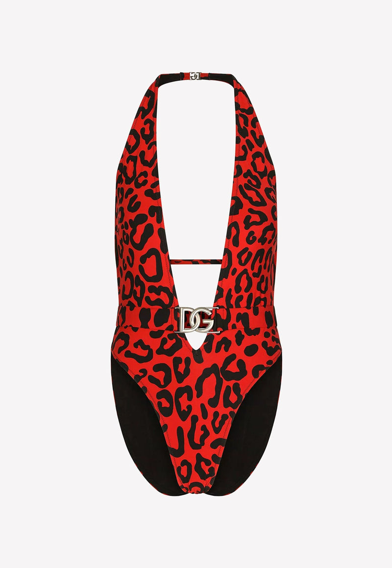 Leopard-Print One-Piece Swimsuit