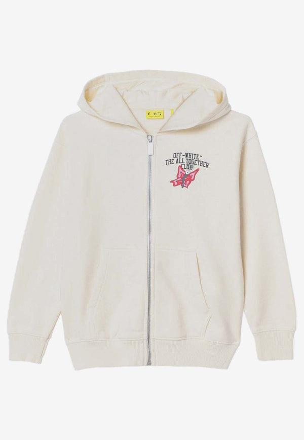 Girls Logo Print Zip-Up Hoodie