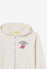 Girls Logo Print Zip-Up Hoodie