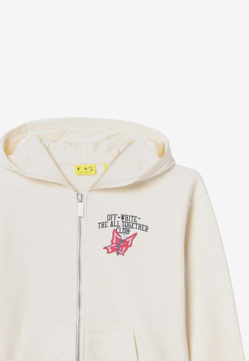 Girls Logo Print Zip-Up Hoodie