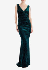 Palm Leaf Velvet Jacquard Gown