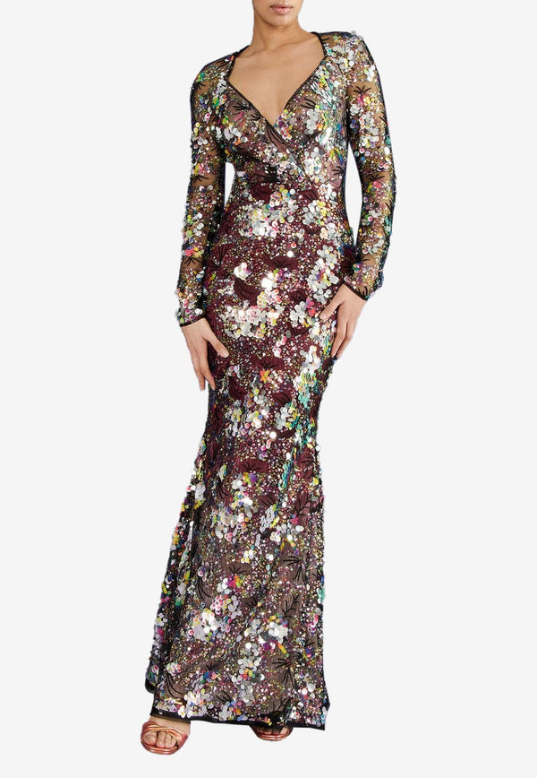 Sequin-Embellished Maxi Dress