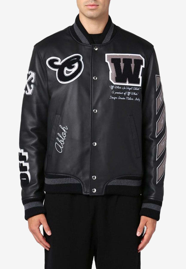 Leather Varsity Bomber Jacket