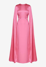 The Adley Crepe Cape Gown