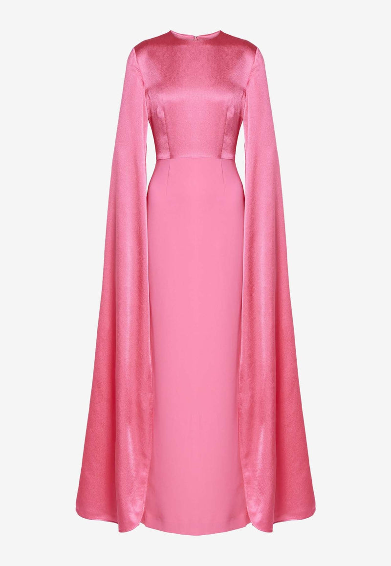 The Adley Crepe Cape Gown