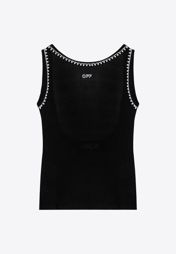 Pearl-Embellished Ribbed Tank Top