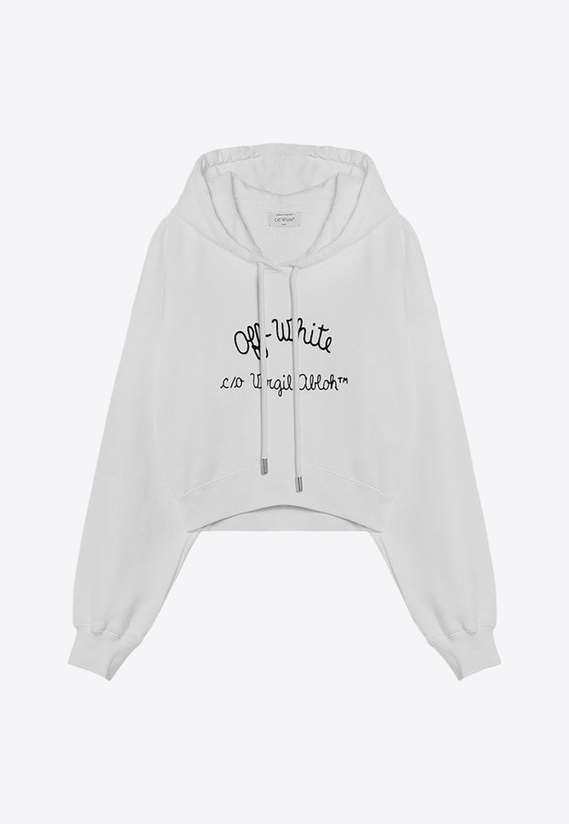 Logo Embroidered Cropped Hoodie