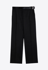 Belted Cropped Wool Pants