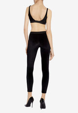 Logo-Waistband Velvet Leggings