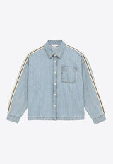 Boys Logo Print Denim Shirt