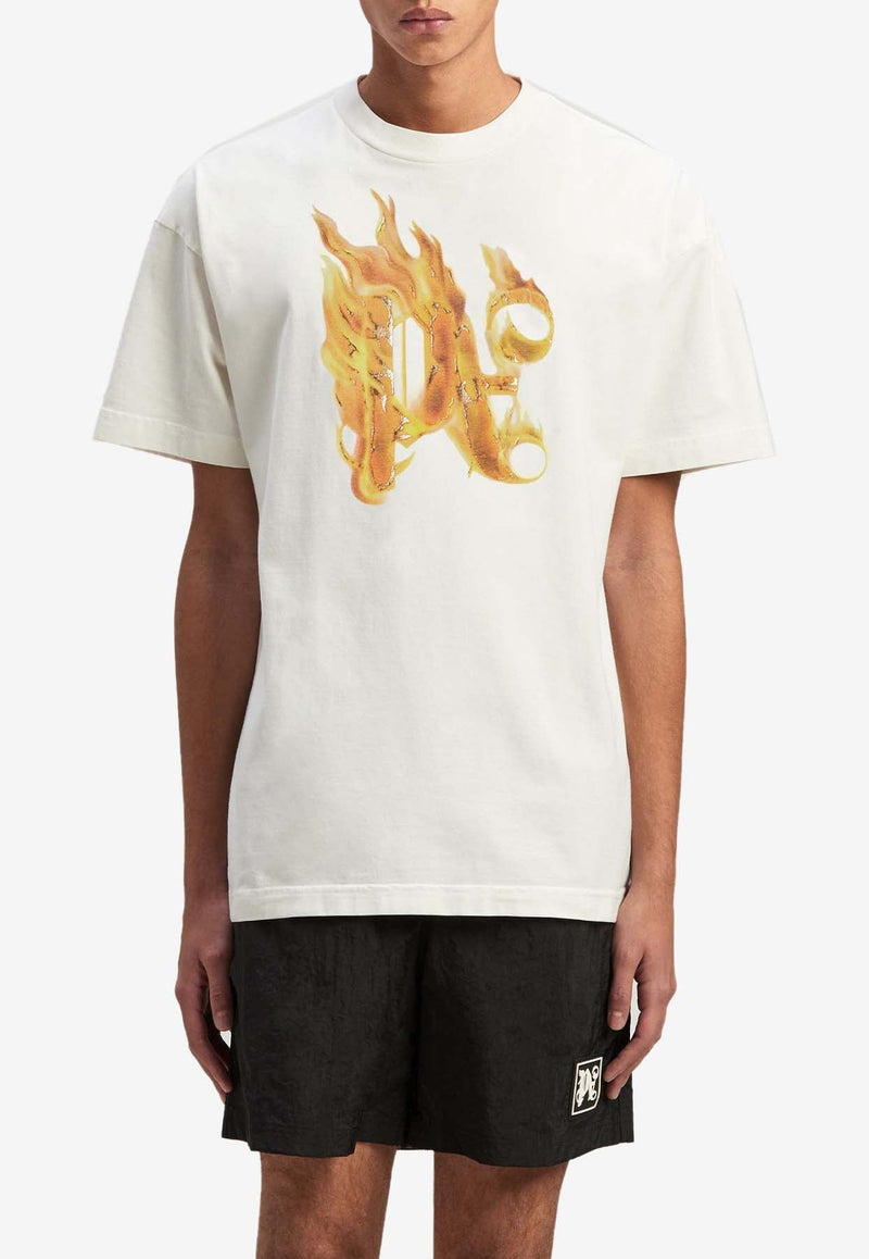 Burning Monogram Print T-shirt