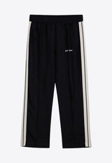 Logo Print Linen Track Pants