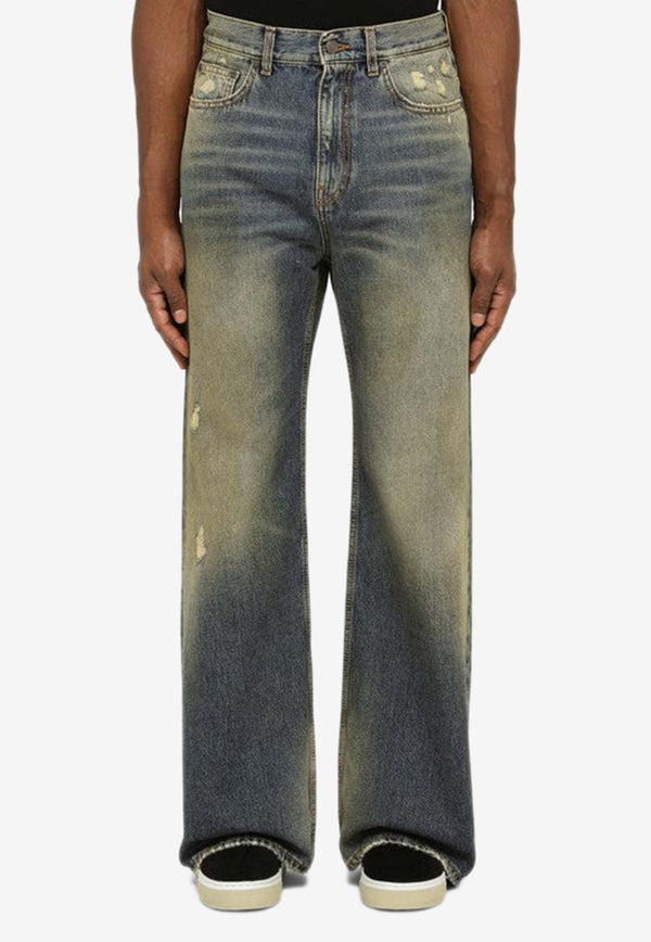 Logo-Patched Wide-Leg Jeans