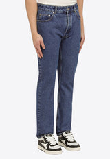 Monogram Embroidered Straight-Leg Jeans