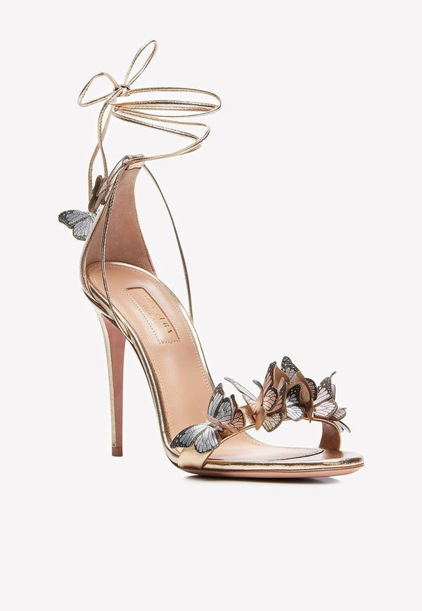 Papillion 105 Butterfly Applique Sandals in Metallic Nappa Leather