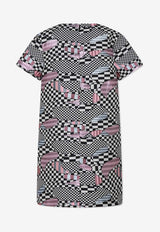 Girls Abstract Print Crewneck Dress