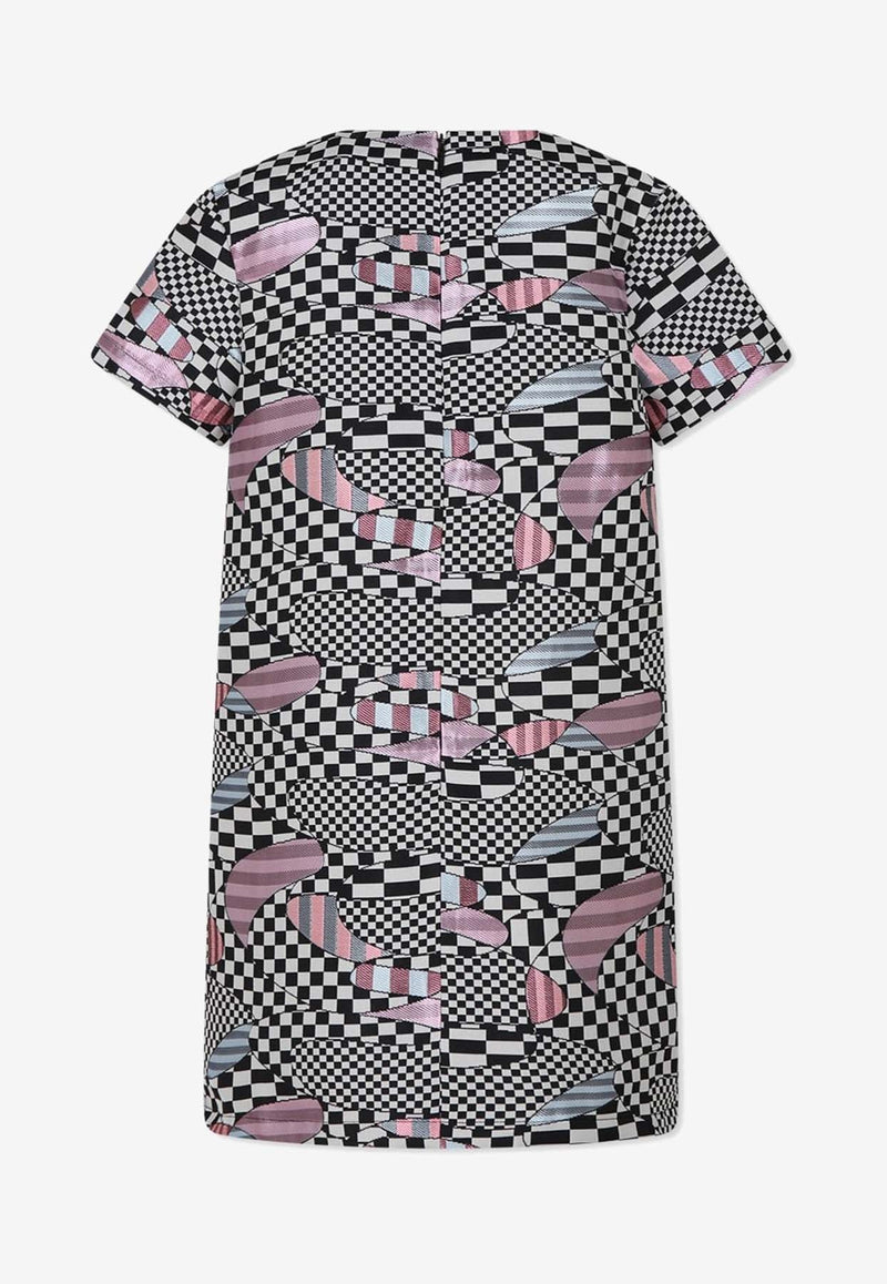 Girls Abstract Print Crewneck Dress