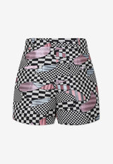 Girls Abstract Print Mini Shorts