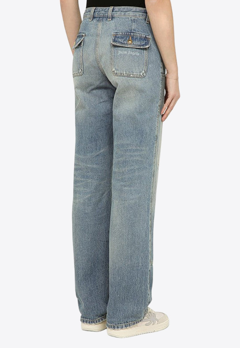 Straight-Leg Washed-Out Jeans