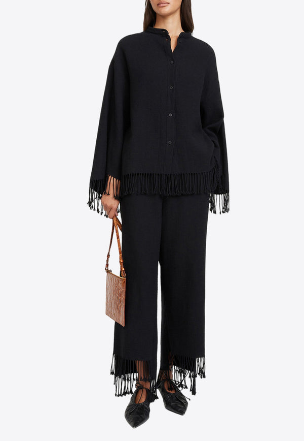 Ahlicia Button-Up Fringed Top